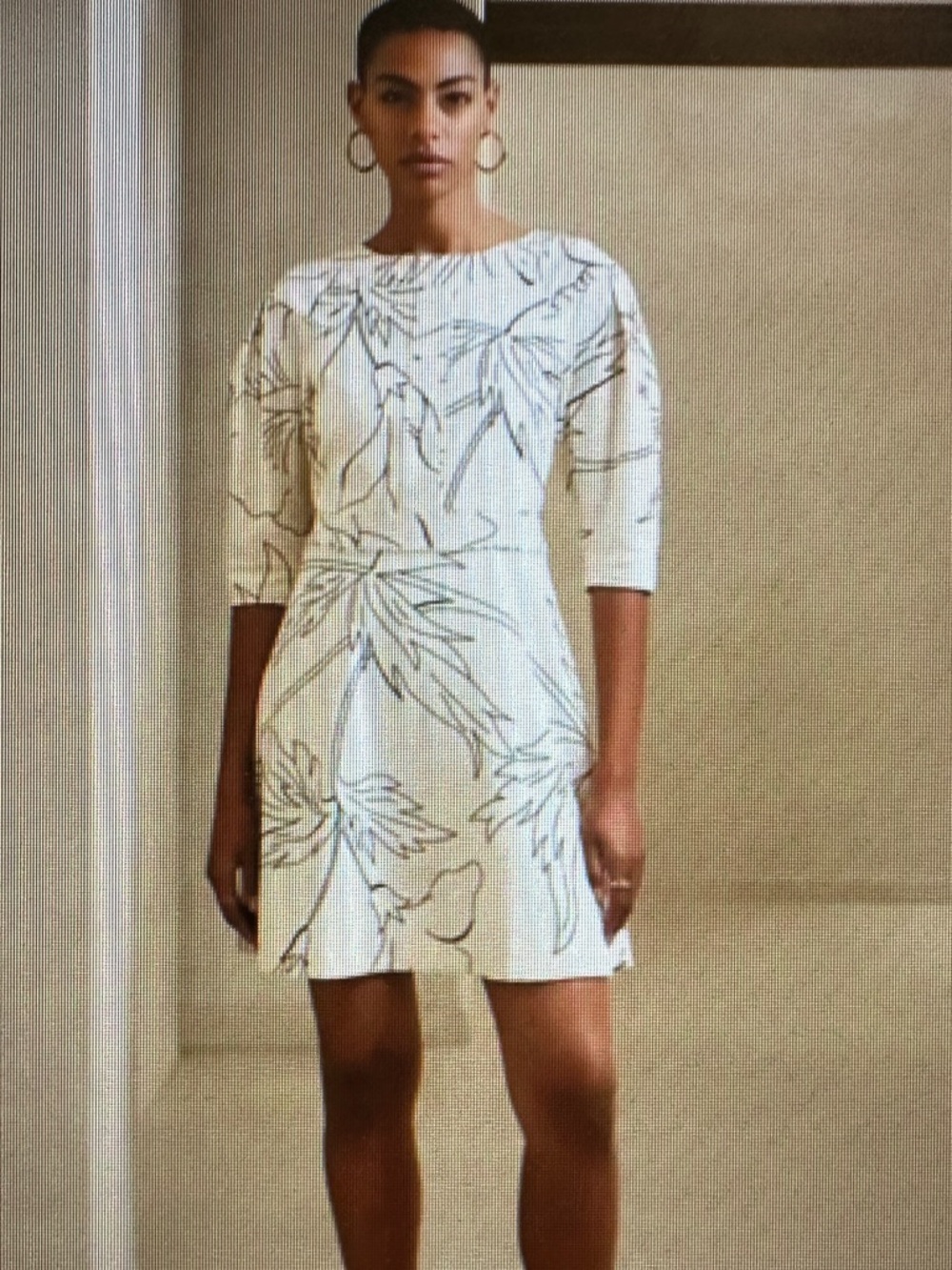 Banana Republic Factory  off white Black Floral Midi Dress linen blend  0